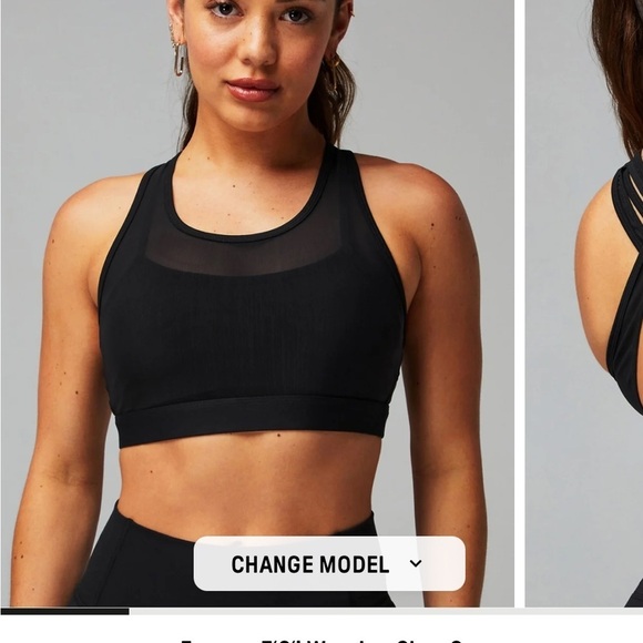 Fabletics Black Faye High Impact Sports Bra Criss Cross Mesh Overlay Workout - Picture 4 of 16